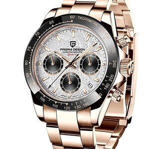 Pagani Design Rose Gold Chronograph panda Watch Mens